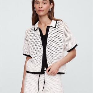 GAP Factory Collar Crochet Cardigan and Sweater Shorts Set